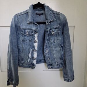Vigoss Denim Jacket Light Blue Distressed Jean Jacket Women's Small